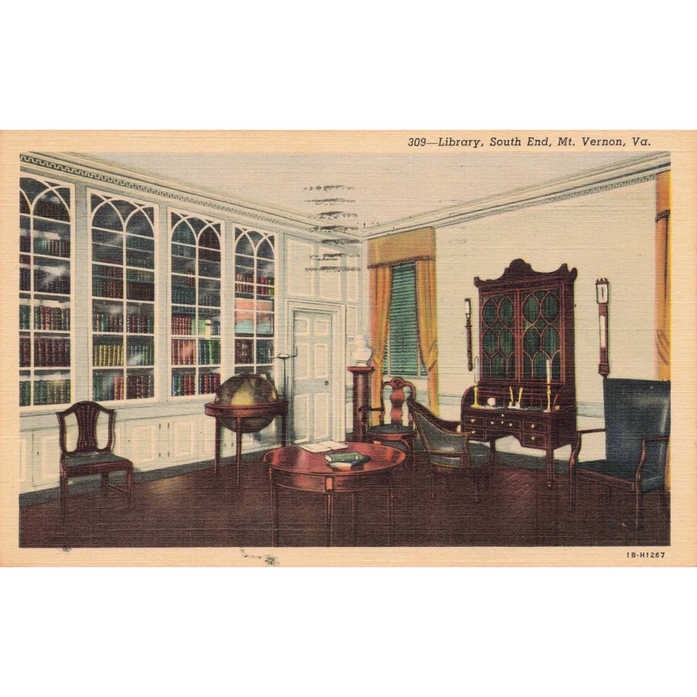Mt Vernon Library South End Virginia Linen Postcard‎ 1945 Curteich WWII Used